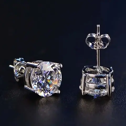 Men's Elegant Hypoallergenic CZ Stone Earrings - 4MM/5MM/6MM Zircon, 4-Prong Setting, Classic Style, High Quality, for Daily Wear, Birthday Gifting