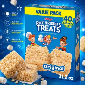 Rice Krispies Treats Sweet Chewy Crispy Marshmallow Cereal Bars, Kids Snacks, Original Flavor, 31.2oz Box (40 Bars)