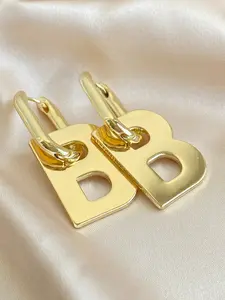 2pcs Letter Earrings for Women, Plated Men's Hoop Earrings, Fashionable Jewelry, Lightweight Comfortable, Perfect Gift for Girlfriend Birthday Festival