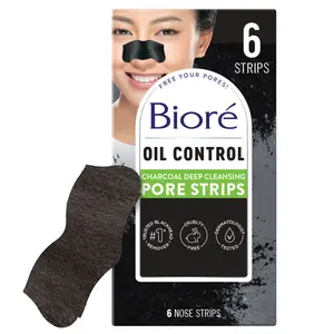 Bioré Skincare Charcoal Oil Control Pore Strips – 6 Ct | Deep Clean to Remove Blackheads & See 3x Less Oily Skin