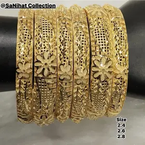 22k Gold Plated Bangles 6 pieces set Gold Bangles Indian with Intricate Designs Elegant Design for Any Indian Ensemble