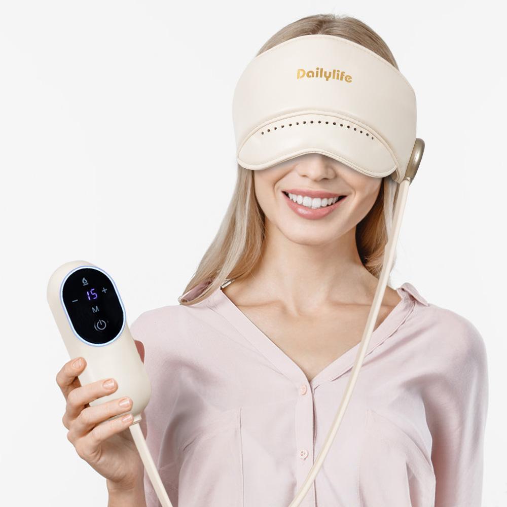 Head Massager, Forehead Massage for Migraine Relief Cap Help Sleep Temple Massager with Heated Eye Mask, Head Wrap Mass