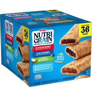 Nutri-Grain Bars Variety Pack, 1.3 oz, 36 Pieces, Includes 12 Strawberry, 12 Blueberry, 12 Apple & 8 Whole Grains - Fruit, Snack