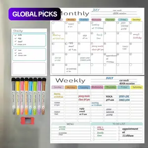 Magnetic Dry Erase Calendar Board, Magnetic Whiteboard Set with Markers, Magnetic Chalk Calendar, Refrigerator & Wall Organization Supplies, Chalkboard Calendar, Daily Monthly Planner, Monthly Budget Planner, Fridge Calendar Magnetic #GLOBAL PICKS
