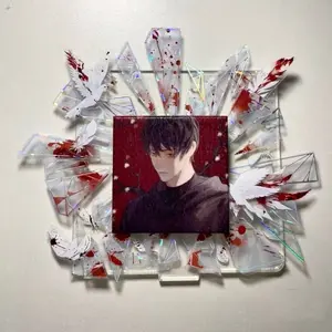 Bloody Shattered Glass Badge Holder Semi Transparent Acrylic Display Stand Decoration