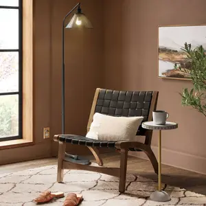 Threshold Smoked Glass Floor Lamp Foot Switch Cone Shade Black