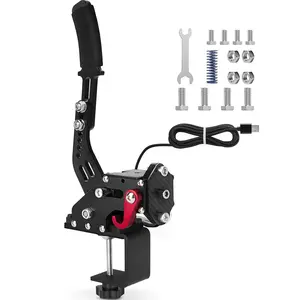 64Bit PC USB Handbrake, Upgrade SIM Racing  Handbrake for LO GITECH G25 G27 G29 T500 T300 THRUST MASTER FANATECOSW DIRT RALLY, 2M Nylon /Reinforced Spring/Black+Clamp