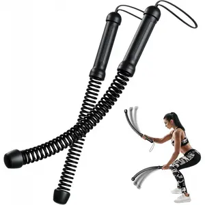 2PCS Cordless Battle  for Home Gym HIIT Strength Quiet Portable Training  Workout  Versatile Fitness Equipment 18.5inch Black Soft Rubber Handle Ergonomic Design Foldable Push Up Bar Set Adjustable Smart Skipping Rope Waist Twist Core Ab Exercise Machine