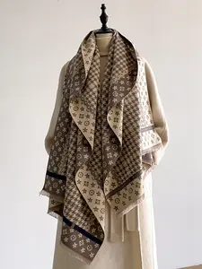 Women's Fashion Elegant Plaid Scarf with Fringe Decoration, Soft Warm Shawl for Fall & Winter, Stylish Accessory for Women and Girls, Blanket Scarf