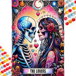 Skull Couple Pattern DIY Diamond Arts Colorful Painting Kit without Frame, DIY 5D Diamond Arts Colorful Painting Kit, Wall Art Decor for Home, Diamond Painting Kits