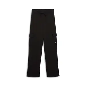 PUMA Womens Essentials Jacquard Straight Cargo Pants Casual - Black