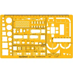 1:50 Scale Architectural Scale Ruler House Interior Floor Plan Template Technical Architect Drafting Tool Contains Furniture & Fixtures Symbols for Kitchen Bathroom