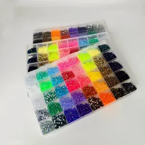40 Grid Flat Back Resin AB Round Rhinestones DIY Craft Materials for Nail Art Phone Case Shoes Hat Decor