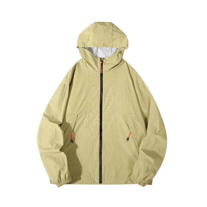 Casual   Menswear Men'S Lightweight Nylon Hooded Windbreaker Jacket - Breathable, Comfortable, Full-Zip, Loose Fit with Elastic Cuffs for Spring 2025 Outdoor Activities
