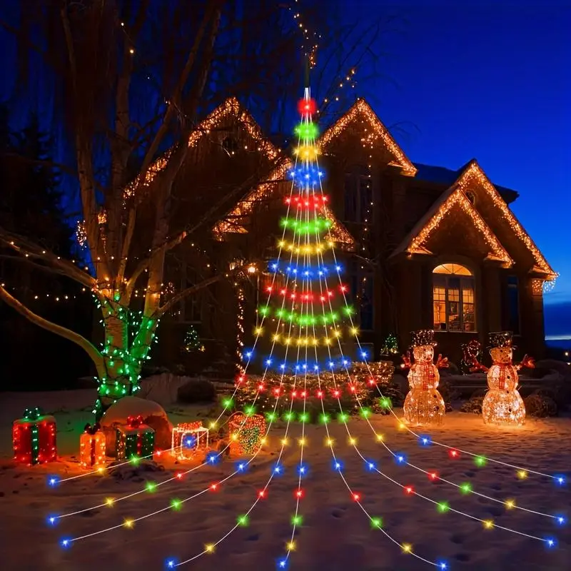 1pc 180LED Christmas Tree Waterfall Tree Vine Lights, Outdoor Decorative Light, Christmas Tree Atmosphere Decoration Waterfall Lights, USB Plug Power Supply, Used for Holiday Decoration, Halloween Holiday Decoration Lights Outdoor
