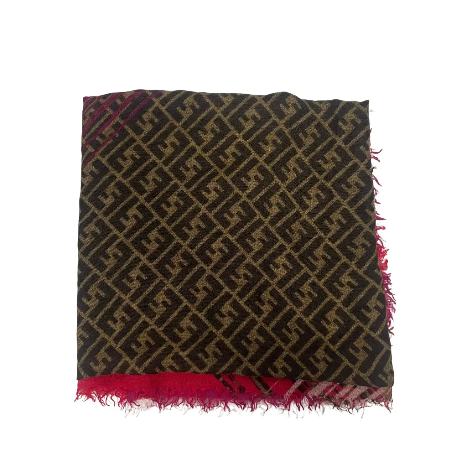 Pre-owned FENDI FF Monogram Reversible Large Silk Shawl, Style Code: N 22903454