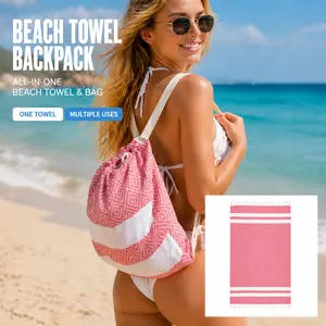 New Style 2 In 1 Convertible Towel Bag Backpack, Sand Free Beach Towel Backpack, Portable Beach Blanket Bag, Lightweight Beach Essentials for Vacation, Travel, Swimming, Camping, Pool Days, Summer Beach Trips & Outdoor Activities
