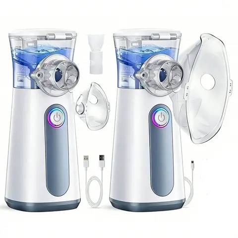 2PCS USB Rechargeable Portable Handheld Ultrasonic Humidifier Nebulizer, Cord-Free Moisturizing Device with Built-in Lithium Battery, Compact Personal Unit for Home, Travel, Portable Handheld Nebulizer, Usb Rechargeable Nebulizer