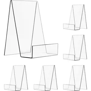 6 Pack 6 inch Clear Acrylic Book Stand Display Holder Easel for Tablets Album Postcard Artworks Magazines Notebooks Textbooks CDs etc