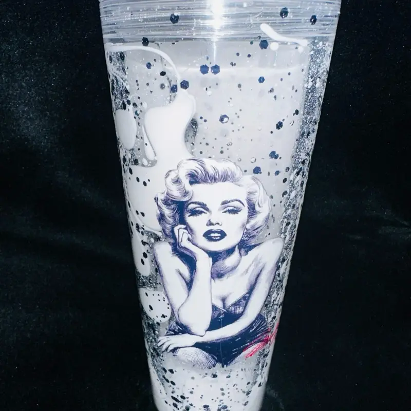 24oz Snow-Globe Acrylic Tumbler Drinkware Cup Washable Reusable Portable