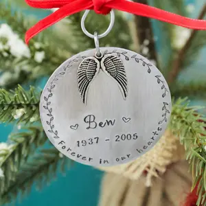 Personalized Angel Wing Memorial Christmas Ornament