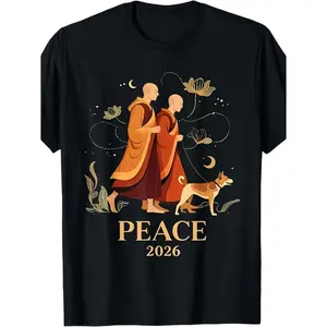 Peace Walking Monks and Aloka Dog Walk for Peace T Shirt Designed for Men and Women