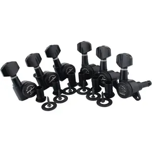 Guitar Locking Tuners (6 for Right) - 1:18 Lock String Tuning Key Pegs Machine  with Hexagonal Handle Replacement for ST TL SG LP Style Electric, Folk or Acoustic Guitars - Black