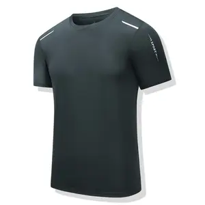 Men's Quick Dry Breathable Summer Athletic T-Shirt, Lightweight Moisture Wicking Crew Neck Short Sleeve Workout Top, Comfortable Elastic Activewear with Reflective Details, Versatile Gym Running Training Hiking & Daily Wear Tee for Men