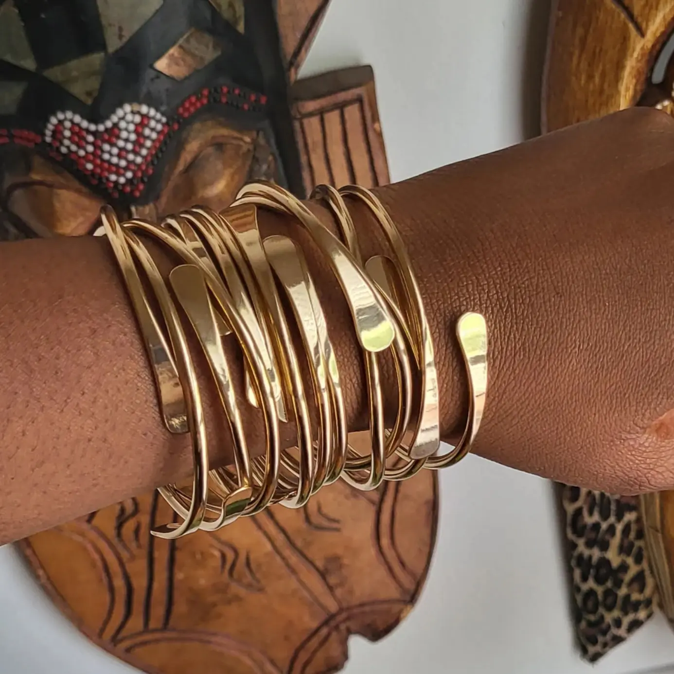 6-Piece Set Adjustable Gold Boho Cuff Bracelets Stackable Design for Daily & Special Occasion Styles Trendy Jewellery Accessories
