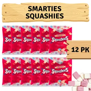 Squashies 5 Ounce Bag Each (12 Pack) - Gluten Free Candy with Raspberries & Cream Flavor, Fat Free, Peanut Free, Snack Bonbon Treat
