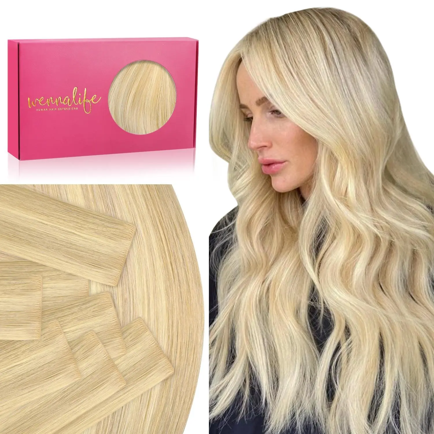 WENNALIFE Invisi Edge Tape in Hair Extensions Human Hair 14-24 Inch 50g 20pcs (MIX Includes 10pcs Invisi Edge & 10pcs Classic) Natural Black Invisible Luxury Remy Hair Natural Tape Ins Straight #DealsForYouDays