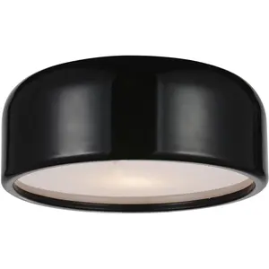 CWI Lighting Campton 2 Light 14 inch Black Drum Shade Flush Mount Ceiling Light 9688C14-2-171
