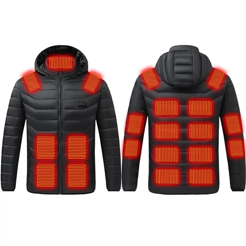 Heated Jacket with Hood Winter Multi-Zone Heating Coats Windproof Thermal USB Charging Puffer Jacket Unisex