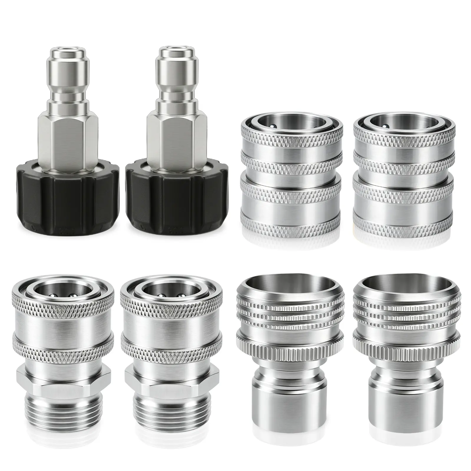 Pressure Washer Adapter Set, Unique Dual-Size M22 14-15mm Solid Brass/Stainless Quick Disconnect Fittings for Gas & Electric Washers