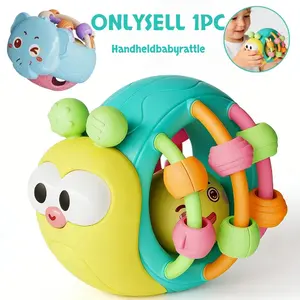 1pc cute and fun handheld baby rattle, Sensory educational snail rattle plastic ball, can be used as a birthday gift, Christmas, Easter, toy ball, handheld rattle toy, snail-shaped rattle, durable