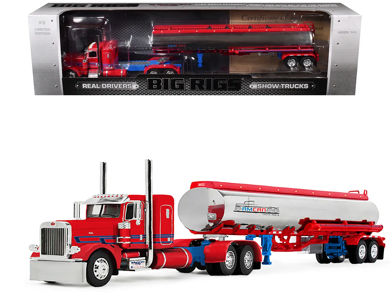 Peterbilt 389 with 36" Flat Top Sleeper and Heil Fuel Tank "Sancken Custom Truck by Amcan" 1/64 Diecast Model by DCP/First Gear