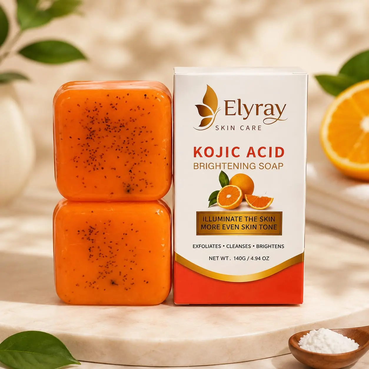 ELYRAY Kojic Acid  Soap Bar – Facial & Body  Soap Pack 6 Body Care Cleansing Daily Moisturize