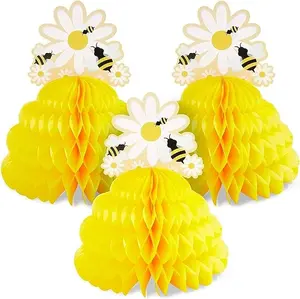 Bumble Bee Honeycomb Centerpiece (9 x 11 in, Yellow, 3-Pack)