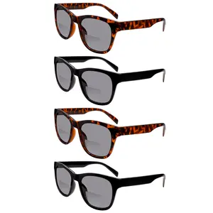 4-pair dual-vision blue light blocking reading glasses, specifically for women. Features a stylish cat-eye frame design with oversized frames to accentuate facial features, fashion accessory. Essential durable eyewear for outdoor activities and driving.