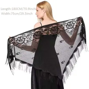 Shawl Wraps for Women New Nylon Hollow Solid Color Breathable Tassel Triangle Scarf Shawl