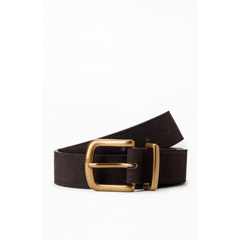 John Galt Women's Faux Leather Gold Buckle Belt