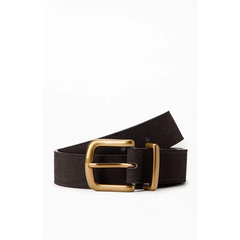 John Galt Women's Faux Leather Gold Buckle Belt