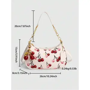 1pc Bag Handbag 2026 New High-Grade Teri Classic Strawberry Cherry Fashion Joker Retro Presbyopia Underarm Bag Fashion One-Shoulder Portable Handbag