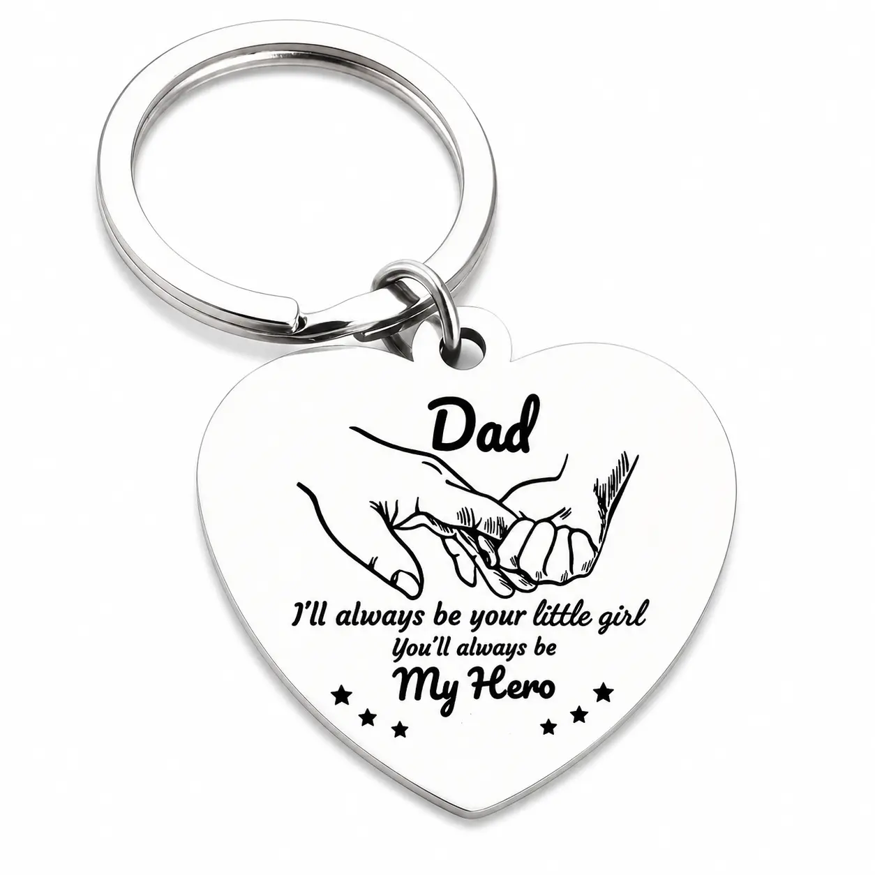 Father’s Day Gift - Dad Gifts from  for Birthday Christmas Valentine’s Day, I'll Always Be Your Little Girl, You Will Always Be My Hero Daddy Keychain, Father  Keyring Rotating Retractable Reading Badge Holder