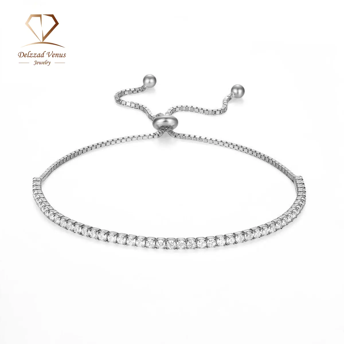 DELZZAD Starlight Tennis Bracelet for Women, High Quality Copper Metal Bracelet with 3.0mm Cubic Zirconia, Adjustable Slider Clasp, High Quality Bracelet
