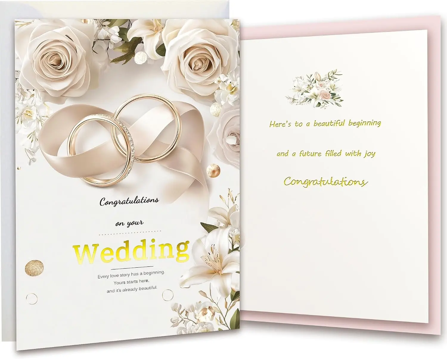 Wedding Card for Bride and Groom – Congratulations on your Wedding Double-Layer Cards with gold foil