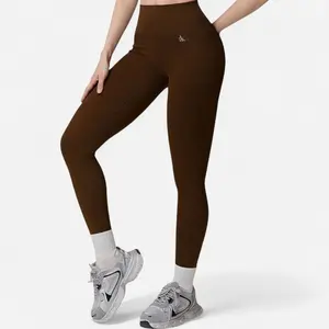 Anna-Kaci Active Women's High Waist Full-Length Seamless Leggings with Ultra-Stretchy Fabric - Small, Brown