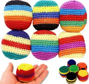 6PCS Knitted Footbags Set, Kick Sack Knitted Footbags, Crochet Kick Bags for Adults & Ks, 2026 Upgraded Colorful Juggling Footbag for Outdoor Party Game, Handwoven Toss Pack