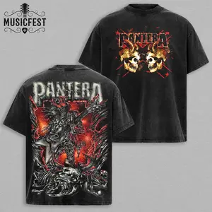 Retro Limited Pantera Acid Washed T-Shirt – Vintage 90s Graphic Tee, Oversized & Classic Cotton Shirt, Heavy Metal Band Merch, Grunge Aesthetic Rock Tee