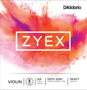D'Addario Zyex Violin Single E String, 4/4 Scale, Heavy Tension